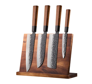Ensemble de couteaux de cuisine à motif diamant 3D, porte-couteaux magnétique, <span class=keywords><strong>5</strong></span> pièces, couteaux de cuisine en acier inoxydable à haute teneur en carbone, tranchants - Product Image 1