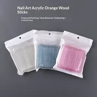 Bâtonnets à ongles double tête en cristal orange pour repousser les peaux mortes et décorer les ongles, 100 pièces/paquet