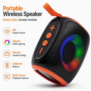 Altavoz Inalámbrico Portátil con Bajos Potentes, Altavoz con Luces LED RGB, Caja de Música Estéreo - Product Image 1