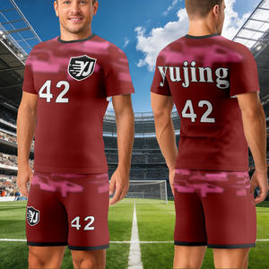 חולצות כדורגל איכותיות בהתאמה אישית בצבע בורדו-ורוד, ערכות קבוצתיות מקצועיות בהתאמה אישית, סיטונאי - Product Image 2