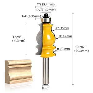 Joseph Factory Direct 5 pièces fraises à profil pour bois, tige de 8 mm, pour moulures, garde-corps et bordures d'armoires - Product Image 6