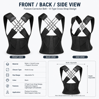 Correcteur de posture pour le dos, conception scientifique à sangles croisées en X, ceinture ajustable pour le bureau
