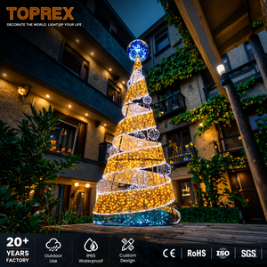 ไฟ LED ต้นคริสต์มาสประดิษฐ์สีทองสำหรับตกแต่งกลางแจ้งเชิงพาณิชย์สำหรับโครงการห้างสรรพสินค้าวันหยุดตกแต่งภูมิทัศน์ - Product Image 1