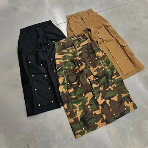 <span class=keywords><strong>Pantalones</strong></span> de Trabajo Personalizados de Alta Calidad, Ecológicos, Transpirables, de Lona, de Pierna Ancha, Corte Holgado, con Paneles Removibles y Apliques de Tachuelas, Rectos - Product Image 1