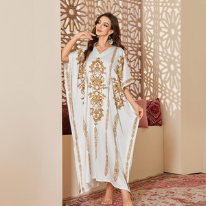Nova Abaya de Cetim Estampada 2026 para Mulheres, Vestuário Islâmico Tradicional, Robe Longa, Vestido Muçulmano Modesto - Product Image 1