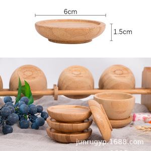 Posavasos de madera redondos de 6 cm de diámetro, alfombrillas aislantes del calor para tazas de té, uso doméstico - Product Image 1