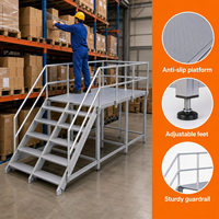 Plataforma de Trabajo de Aluminio Ligera con Barandillas, Aprobada para Cuartos Limpios en Plantas de Bebidas, Tipo Escalera Overline