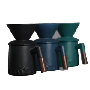 マルチカラーコーヒー & ティーツールコーヒーポット & コーンフィルターセットに磁器セラミックを注ぐ