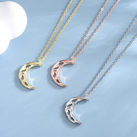 Fine Jewelry Design Collier pendentif lune creuse en argent sterling 925 pour femme