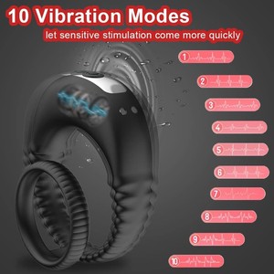 Vibrating Cock Ring Double Penis Ring Vibrator Adult Male <strong>Sex</strong> Toys for Men Longer <strong>Harder</strong> Stronger Silicone G Spot Vibrator Dildo
