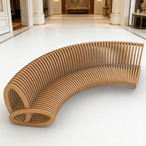 ม้านั่งไม้แผ่นใหญ่ลายทาง รุ่น Y507 สำหรับพื้นที่สาธารณะ ทนทานต่อสภาพอากาศ เหมาะสำหรับโรงแรม พื้นที่พักผ่อน หรือพื้นที่รอคอย - Product Image 5