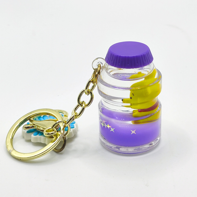 Wholesale Personalized Bag Liquid Oil Floating Quicksand Keychains Customized Cartoon Inside Liquid Filled Keychain