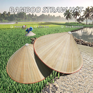 Chapeau Bob Asiatique Tissé à la Main Style Vigneron Japonais et Vietnamien à Carreaux Ajustable Unisexe avec Ruban et Corde pour Voyage - Product Image 2