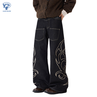 YUANBOFEI Jeans de haute qualité, échantillon sur mesure disponible, jeans vintage à jambes larges, impression contrastée, pour les sorties décontractées, pour hommes