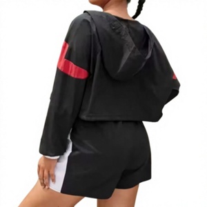 New Fashion Two-Piece Shorts Set Windbreaker <b>Zip</b>-<b>Up</b> Hooded <b>Jacket</b> with Track Suit Short Sets for <b>Women</b> - Product Image 2