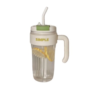 Simple Plastic Cup With Straw And Handle Large Capacity For Drinking Water Or Juice Summer 2021 Back To School Use - Product Image 5