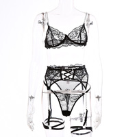 Ensemble de lingerie sexy de qualité, soutien-gorge et culotte en dentelle avec bretelles, chaîne métallique, style estival, pour un amour profond
