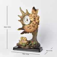 Ornamen jam patung hewan Resin antik kustom dekorasi meja buatan tangan resin burung hantu elang jerapah jam patung kerajinan resin