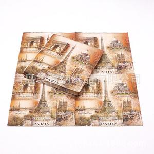 กระดาษเช็ดปากสำหรับร้านอาหาร ผลิตจากเยื่อไม้บริสุทธิ์ พิมพ์ลายตามสั่ง ลายหอไอเฟล สีหมึกพิมพ์ ผลิตในจีน - Product Image 5