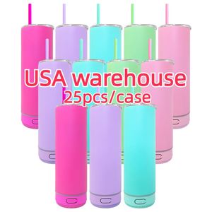 Ready to Ship 25pack Skinny Straight 20oz Macaron Color Speaker <b>Music</b> Cup Tumbler for White Sublimation Transfer - Product Image 2