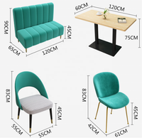 Ensemble de canapés et tables de restaurant de la série moderne, nouveau design, café en plein air, cuisine, club, café, bois massif, tissu PU carré