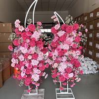 Arrangement floral en soie fait main IFG 150x60cm, fleurs artificielles romantiques roses, toile de fond pour les décorations de mariage et de la fête des mères