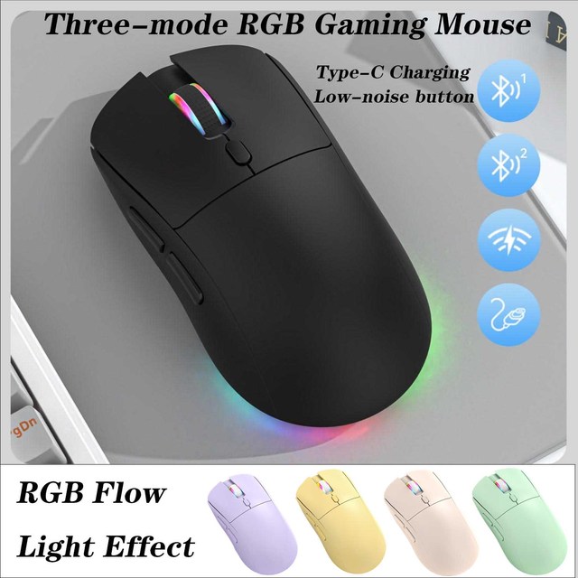 3 Mode USB Optical Sensor Wireless 2.4G RGB Backlit Programmable Macro Keys Lightweight E-Sports Gaming Mouse for Laptop PC