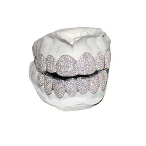 Индивидуальные 16-зубчатые ювелирные вставки для зубов (грилз) из белого золота 14 карат и серебра 925 пробы с муассанитом D VVS, изысканные украшения для пирсинга для мужчин и женщин, для свадеб - Product Image 4