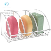 Support mural adhésif moderne et minimaliste en acrylique transparent à 3 compartiments, auto-drainant, sans perçage, pour savon solide et shampoing, pour salle de bain