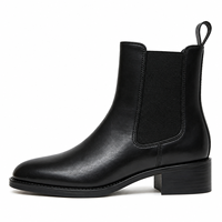 Bottes Chelsea noires en similicuir pour femmes, à talon carré bas, avec élastique latéral, à enfiler, tendance pour les détaillants de boutiques