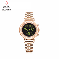 Jam Tangan Unisex Anti Air Dial Digital Arab Berbahan Alloy Mewah Bergaya Sport Kartun Berkualitas Tinggi dengan Kompas Kiblat dan Alarm Fase Bulan