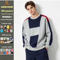 Nouveau Sweat-shirt Col Rond Homme 2026 Personnalisé à Blocs de Couleurs et Patchwork, Coupe Ample Décontractée, Logo Personnalisé, Tissu OEM ODM, Vente en Gros
