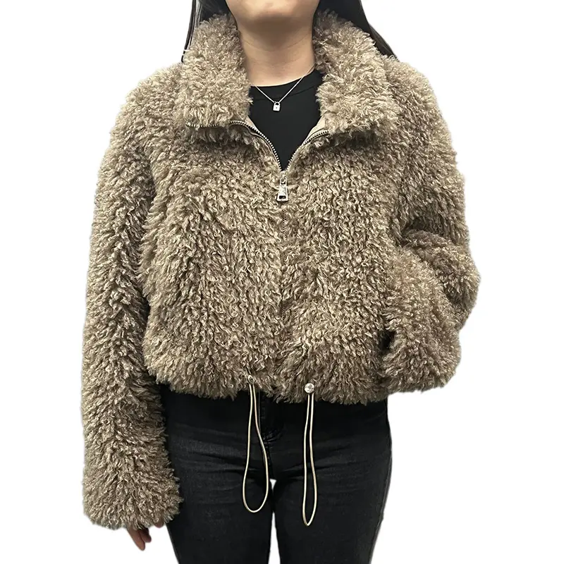 Jancoco Warm Cropped Faux Fur Coat Short Women Fake Fur Jacket manufacturers China
