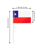 Drapeaux de cocktail Chili, pics à cocktail avec drapeau chilien, 1,4 x 1 pouce, impression recto-verso, en papier, sur bâtonnets en bois