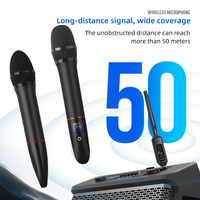 DP718 Microphone sans fil UHF universel moderne, double microphone, 30 canaux de fréquence, récepteur 6,5 mm, micro dynamique pour karaoké et événements en direct