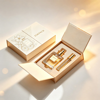Boîte cadeau de luxe personnalisée à double ouverture pour parfum, boîte rigide imprimée avec insert en mousse souple pour 2 flacons, ensemble d'emballage de parfum