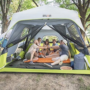 Tentes de camping ENJOIN Outdoor pour 5 à 12 personnes, deux chambres et un salon, imperméables, quatre saisons, ouverture automatique rapide, camouflage - Product Image 4