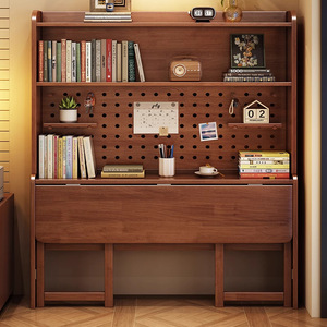 Faltbarer <span class=keywords><strong>Computer</strong></span> tisch aus nordischem Massivholz und integrierter Tisch mit Bücherregal für den Heimgebrauch mit Aufbewahrung schreibtisch - Product Image 2