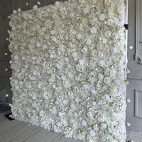 Maßgefertigte Seiden-Kunstblumenwand Weiß 5D Hintergrund Roll-up Hochzeit Hotel Party Heim Landschaftsdekoration Blumenwand