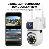 Caméra de sécurité binoculaire V380 Pro 4MP WiFi PTZ extérieure sans fil avec suivi automatique, vision nocturne couleur, IP66, Cloud CMOS