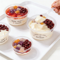 Contenants ronds en plastique PET transparents jetables personnalisables avec logo pour desserts, gâteaux, yaourts, salades et coupes d'açaï – Vente en gros