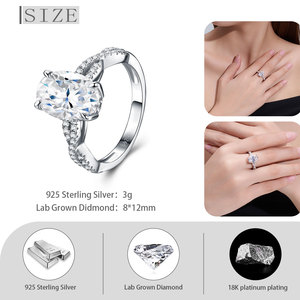Prêt à être expédié, <span class=keywords><strong>bague</strong></span> en argent 925 plaqué <span class=keywords><strong>or</strong></span> blanc 18 carats avec diamant de 4 carats <span class=keywords><strong>D</strong></span> VVS1 CVD taille coussin, <span class=keywords><strong>bague</strong></span> de fiançailles de luxe pour <span class=keywords><strong>femme</strong></span> - Product Image 3