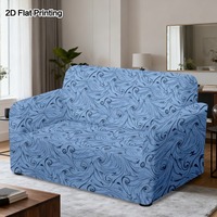 Housse de canapé extensible anti-poussière motif spirale florale bleue, protection économique pour canapé