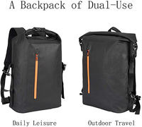 Sac à dos étanche à enroulement pour ordinateur portable, sac de voyage décontracté, sac à dos de jour, sac de mode d'affaires, logo personnalisé, polyester