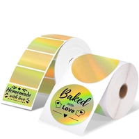 Autocollants holographiques imperméables personnalisés avec impression de logo privé, rouleaux autocollants brillants aux couleurs arc-en-ciel pour la promotion des produits alimentaires