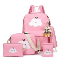 Tas Ransel Kanvas Logo Kustom untuk Sekolah Menengah, Tas Sekolah Klasik untuk Anak Perempuan