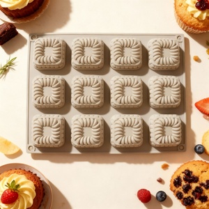 12-Compartment Stacked Round and Square Cake <b>Baking</b> <b>Silicone</b> Mold for DIY Decoration Molding - Product Image 2