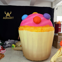 Ballon gonflable coloré en forme de cupcake pour la décoration de fête sur le thème des bonbons, modèle gonflable de crème glacée pour fête d'anniversaire