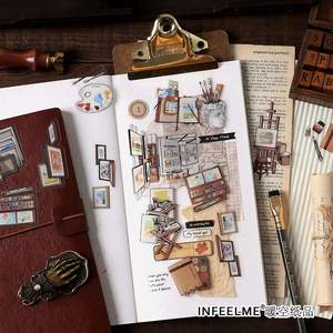 漫画タイムウォーカーシリーズPETステッカーバッグレトロインズコーヒーアートスタジオプランナーDIY装飾ステッカー - Product Image 3