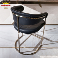 Chaise de bar haute en cuir avec dossier, style nordique, nouvelle collection SPARKLE, mobilier élégant pour la maison